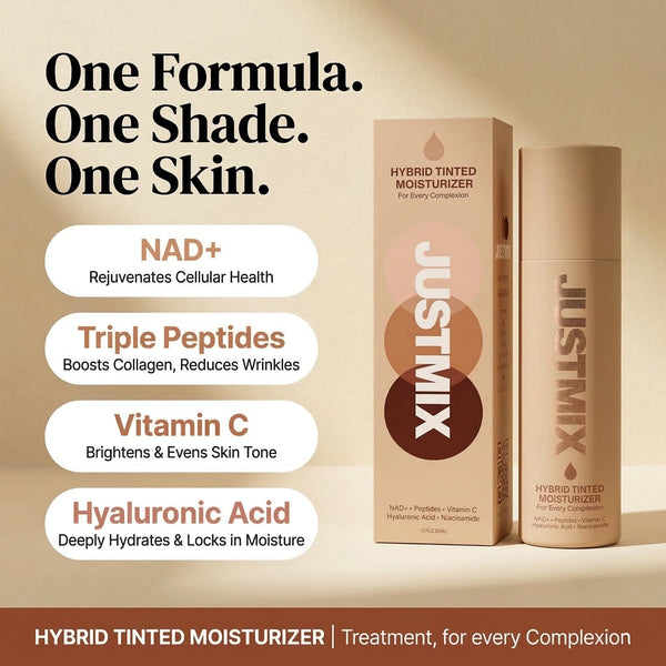 JUSTMIX Hybrid Tinted Moisturizer | 1.05 oz (30ml), Perfect for Travel Skin by Leah